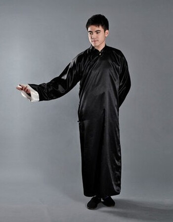 民国服装 中式传统服饰 男士长衫鲁迅长袍 马褂相声服装 出租 黑色光