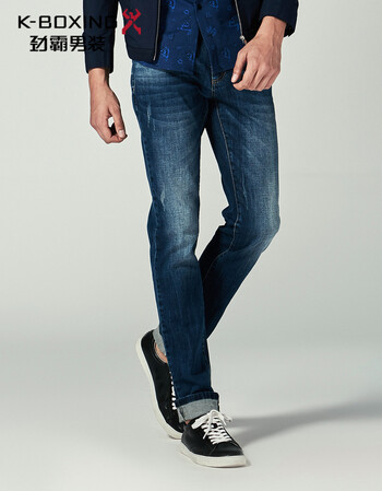 劲霸时尚休闲猫须磨白牛仔裤男|fqrl1394 牛仔兰 32