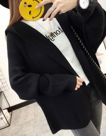 圆领毛衣针织衫女装开衫上衣韩版修身毛衣外套学院风 zz0042黑色毛衣