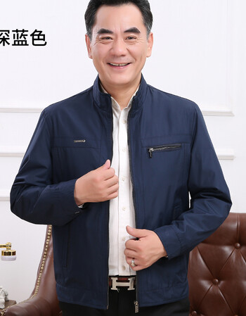 老年人夹克男父装外套薄款男装秋冬外套60岁70爷爷80春秋款上衣 深