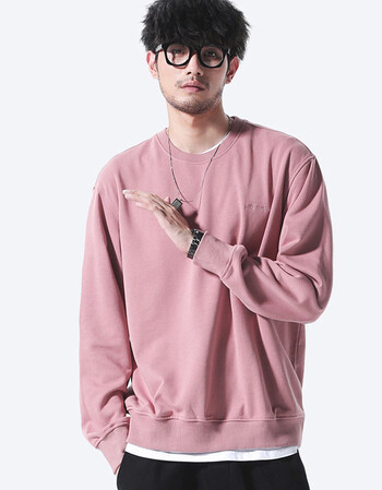 秋季男装纯色骚气粉色套头卫衣潮男青年学生衣服男士外套 粉色 m