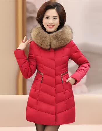 中年妈妈装羽绒服中长款40-50-60岁2018新款女装中老年妇女冬外套