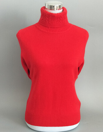 鄂尔多斯市羊绒衫女高领套头短款加厚毛衣纯山羊绒打底衫修身 大红色