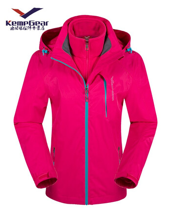 2017户外冲锋衣女款三合一秋冬季情侣防水两件套加厚抓绒登山服男 玫