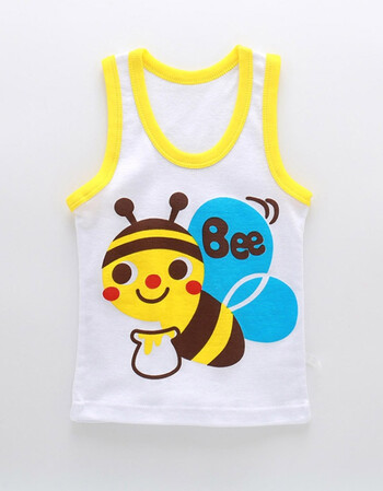 夏装新款卡通男童女童背心 儿童 卡通吊带 小蜜蜂背心 90码