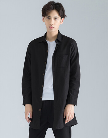 humg feng轻奢品牌男装风衣男秋季男士风衣服男衬衫中长款外套男韩版