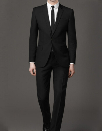 扣西服套装男商务正装职业西装韩版修身上班伴郎新郎结婚礼服 黑色
