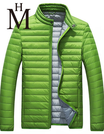 男装轻薄冬新款男士休闲立领羽绒服修身短款保暖外套羽绒服 绿色 2xl
