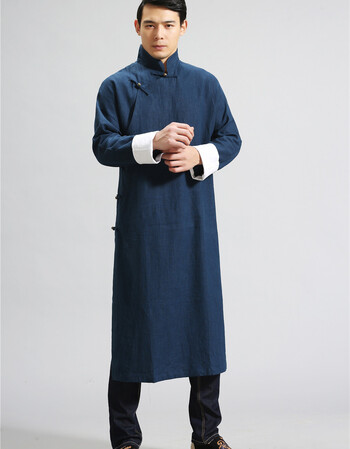 男装 唐装/中山装 嗦咪咪 长衫男民国大码复古中式棉麻相声长袍评书
