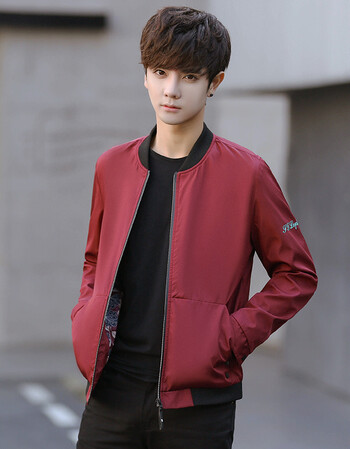 莱思以纯semir男士外套薄款春秋男装帅气夹克 酒红色 5xl
