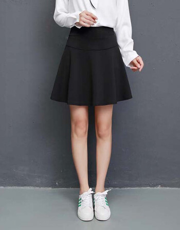 春秋季新款半身裙2018韩版百搭女装时尚高腰显瘦a字裙中长短裙子 黑色