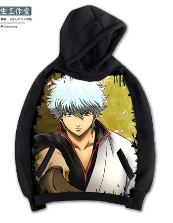lvairen 银魂连帽卫衣男士坂田银时二次元动漫周边衣服秋季连帽外套头