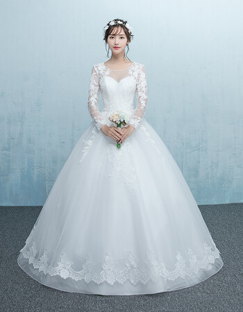 2016秋冬季新款婚纱礼服韩式新娘结婚简约修身齐地长袖婚纱蓬蓬裙 yf