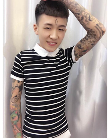 短袖男t恤2018夏季翻领条纹半袖 藏青色 m