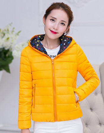 冬装女棉衣短款韩版修身冬天小棉袄女冬季女士外套 黄色 3xl