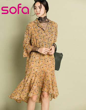 沙发sofa 显瘦百搭春夏长款时尚碎花连衣裙 花色 m