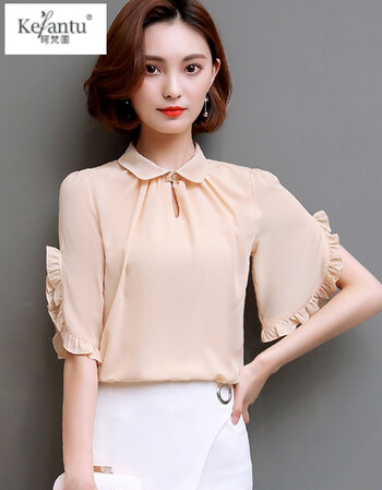 衫短袖女夏季2018新款时尚宽松百搭半袖超仙夏天衣服上衣小衫新 杏色