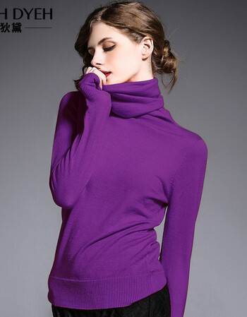 高领修身显瘦百搭糖果色针织衫弹力时尚打底衫毛衣女sn0380 罗兰紫色