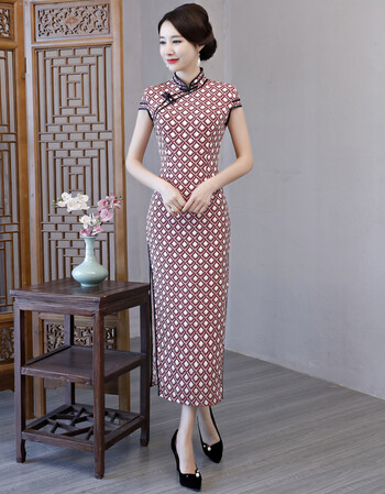 mslover 旗袍/唐装2018春夏新款真丝双绉旗袍裙妈妈连衣裙女长款礼仪