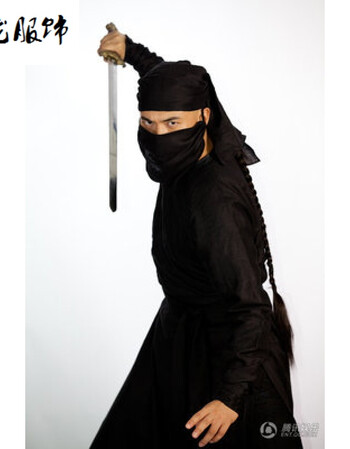 古装夜行衣黑衣人服强盗山贼土匪蒙面演出服装ml 黑色衣服一套 120