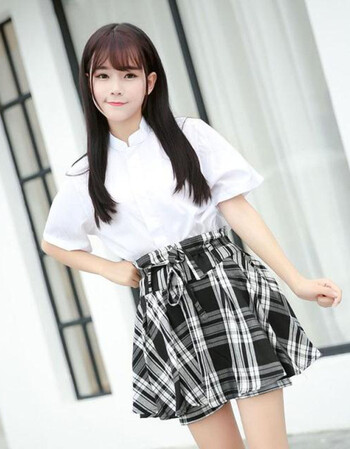 学生装jk制服韩版校服学院风班服海军风套装 纯棉立领短袖上衣 黑白