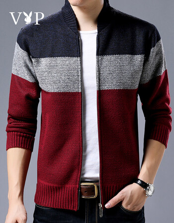 花花公子贵宾外套男秋冬季韩版修身连帽加绒加厚夹克青年保暖休闲潮流