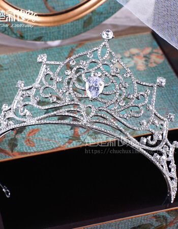 阿坡饵 欧式新娘头饰复古气质水钻宫廷女王大皇冠锆石发饰婚纱礼服配