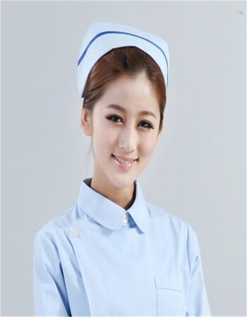 护士帽白色加厚硬挺女粉红薄横杠燕尾帽子护士帽白色 高档纯白加厚