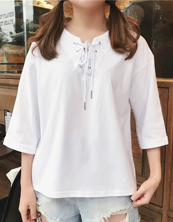 2018夏季新款粉红少女系衣服网红蹦迪t恤露脐半截短袖学生t恤 白色