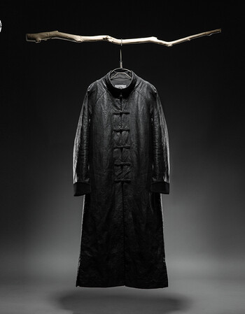 长袍男原创中国风中式立领盘扣翻袖民族风民国长衫唐装男外套 黑色 m