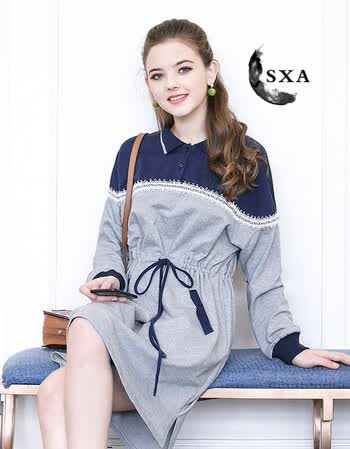 sxa 香港潮牌eviovio/依薇欧大码女装连衣裙女春胖mm200斤中长款宽松