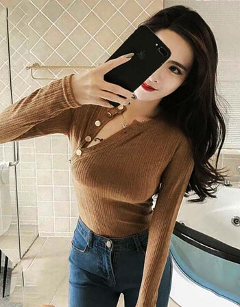 夜店女装露胸打底衫修身上衣性感长袖t恤女冬装时尚名媛t体恤 白色