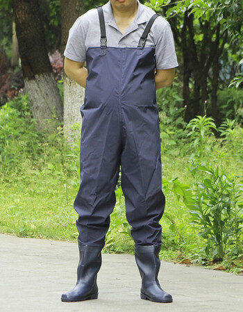 耐磨捕鱼裤男女半身齐胸带靴涉水裤挖藕垂钓鱼裤连体户外工作雨鞋雨裤