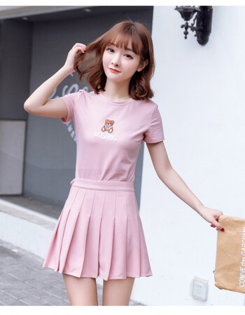百褶裙短裙女夏装2018新款韩版高腰显瘦短款a字裙学生原宿半身裙 粉色