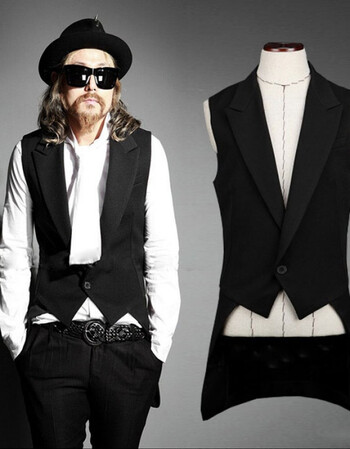 卡维坦网红同款马甲男修身外套个性韩版潮流发型师服装帅气青年燕尾服