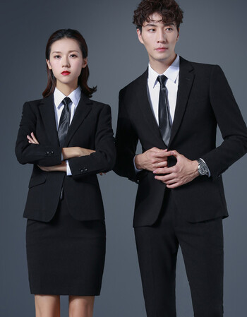 2018新款男装韩版职业正装西服套装男士西装工作服职业装男女 女:黑色