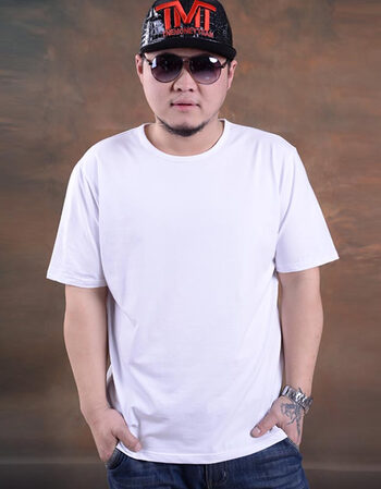 加大男装t恤短袖特大号超大码胖人胖子肥佬体恤男士半袖上衣 圆领白色