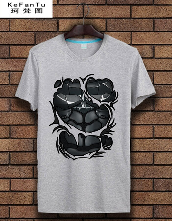 珂樊图搞怪搞笑衣服 t恤破了是蝙蝠短袖 夏季大码男装半袖侠 灰色 男
