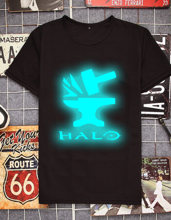halo光环光晕5 steam游戏周边短袖t恤衫反夜光印花夏季男学生精神小伙