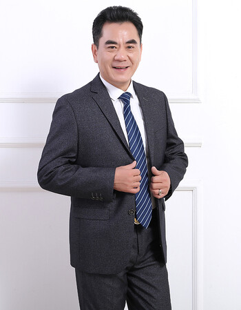 中年西装男套装爸爸大码中老年人父装岳父男士40-50岁西服婚礼 麻灰色