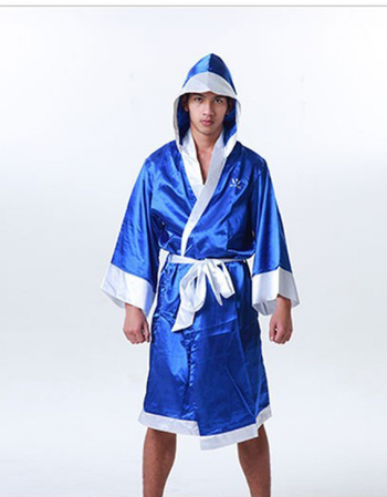 拳击战袍泰拳比赛出场服散打比披风舞台演出服装 蓝色 l