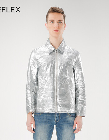 时尚潮流纯色经典杜邦纸翻领风衣短款外套 浅灰色 xl