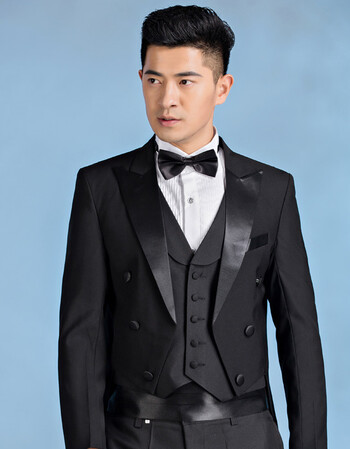 新款男士大合唱燕尾服主持人司仪舞台演出服西装礼服套装 黑色款式1