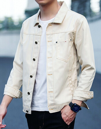 地球城 牛仔外套男2018春装休闲外套大码男士夹克翻领原创店主仿牛仔