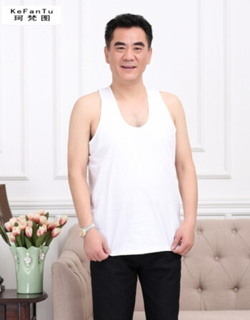 珂梵图男土背心棉夏天运动二股筋中年男士男式跨带棉汗衫夏季潮t