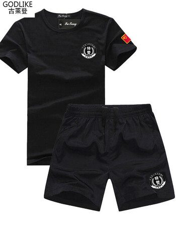 军迷户外男装夏季套装police警察t恤刺绣中国武警t恤特警作训服特勤