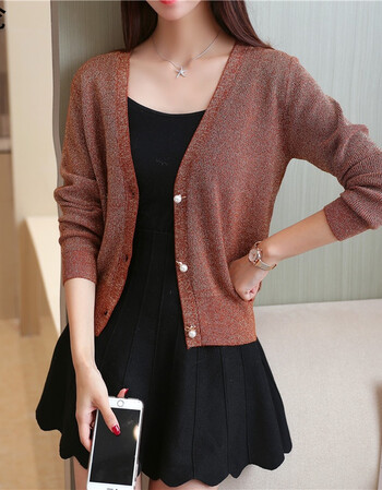 女装针织衫女开衫短外套女春秋季披肩毛衣宽松秋装女2017新款潮 咖啡