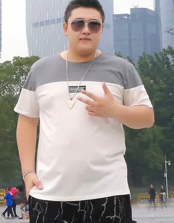 胖哥哥胖子大码男装加肥加大号胖人短袖t恤宽松肥佬上衣 图片色 7xl