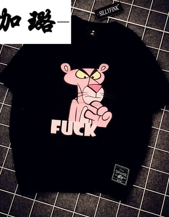 宽松韩版打底衫女百搭上衣白色字母印花班服学生打底衫粉红豹黑色爆款