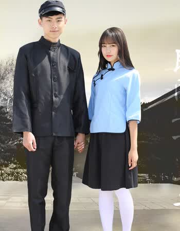民国风学生装演出服五四青年装女中山服男装复古毕业舞台写班服 双层